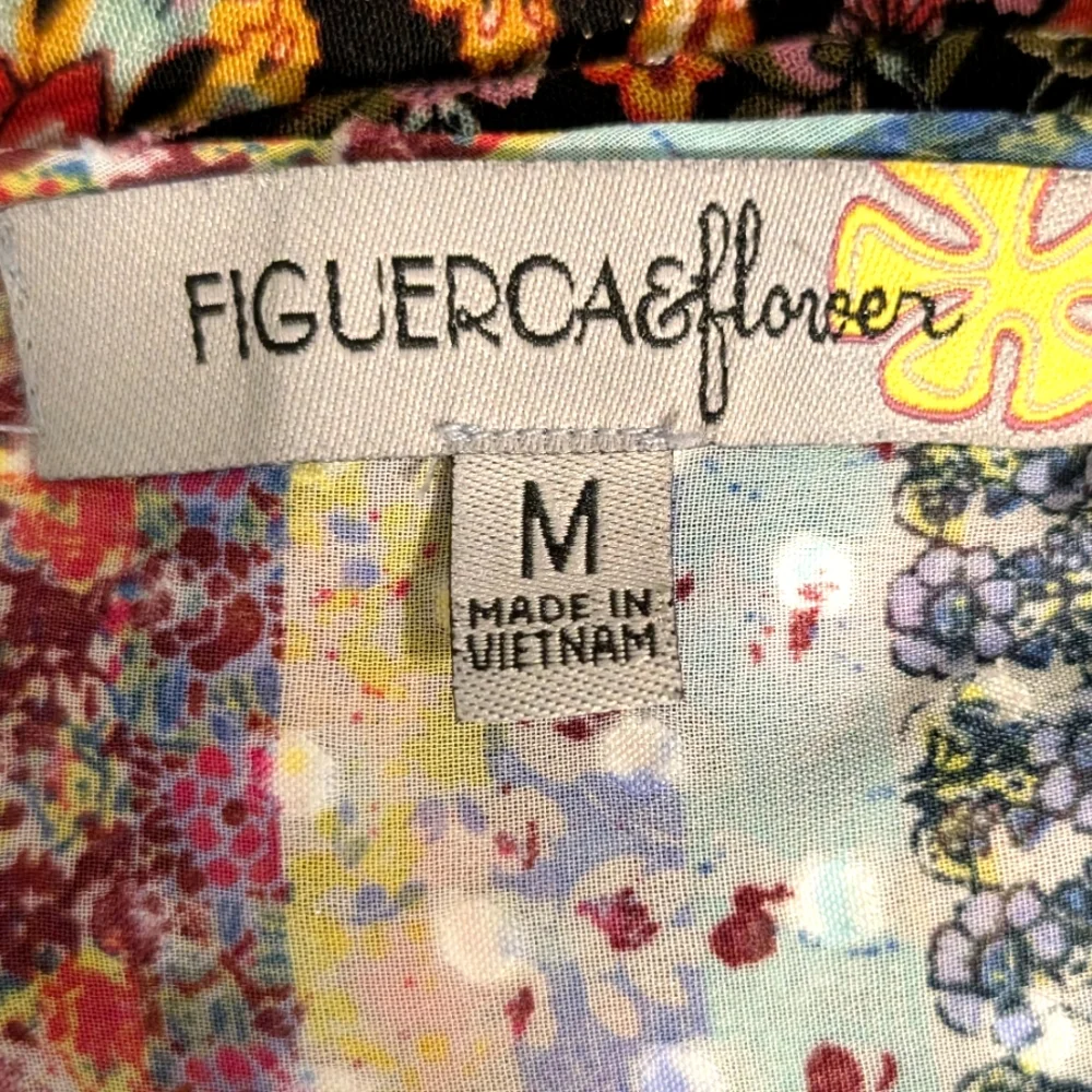 Figueroa & Flower Women's Tunic M Purple Floral 3/4 Sleeves Boho Cottage Whimsy - Picture 9 of 11